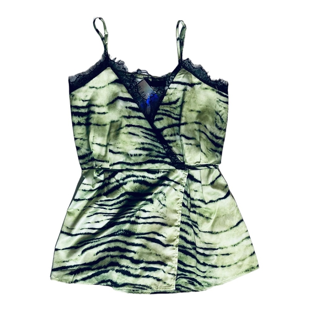 Missguided Green and Black Zebra Print Wrapped Camisole